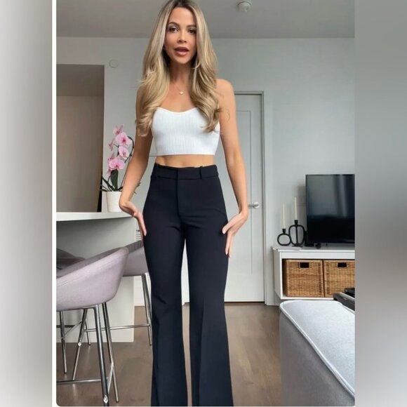 Aritzia Wilfred Cabaret Pant High Rise Slim Fit Flared Black Size 10 - Picture 1 of 10